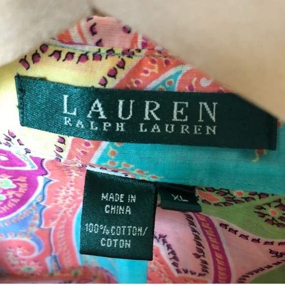 Moving Sale! Ralph Lauren colorful paisley button down XL - Picture 2 of 4